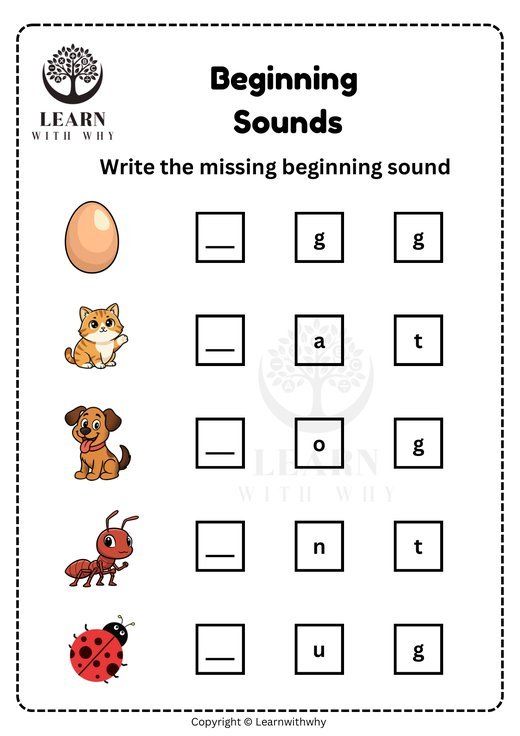 Beginning Sounds Worksheets for Kindergarten (Printable, 3 Free ...