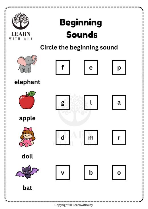 Beginning Sounds Worksheets for Kindergarten (Printable, 3 Free ...